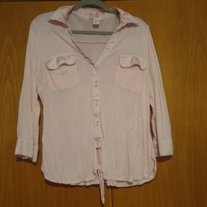 Candie's baby pink tie front blouse juniors XL